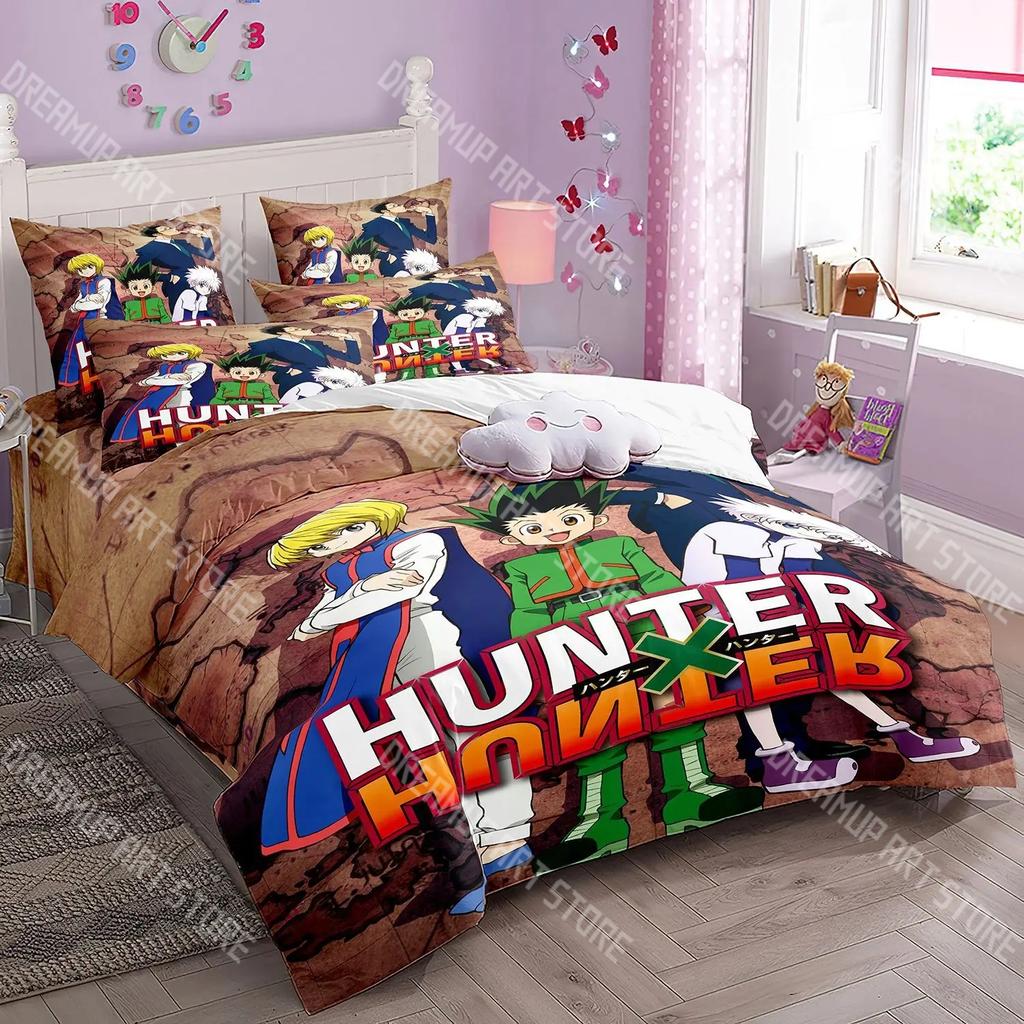 Fashion Anime Hunter Hunter Bedding Set Single Twin Full Queen King Size Bed Set Kids Bedroom Duvetcover Sets Bed Sheet Set