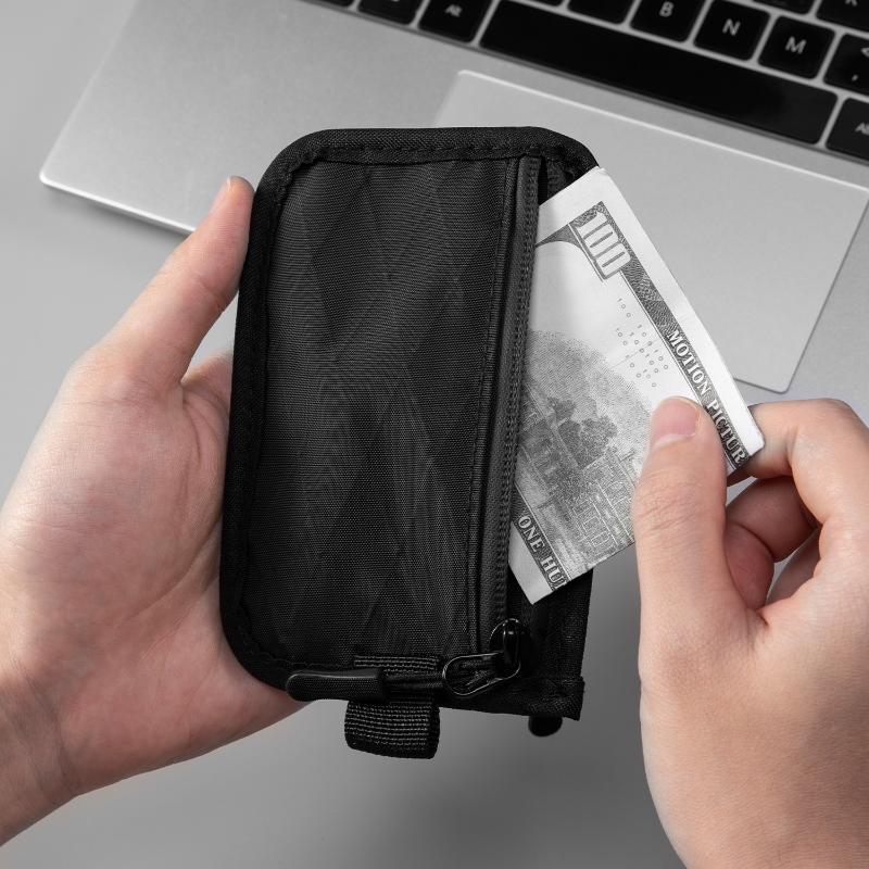 Minimalist Hidden Travel Wallet Anti-Theft RFID Blocking Slim Pouch for Cash Cards Portable for Office Business Trip