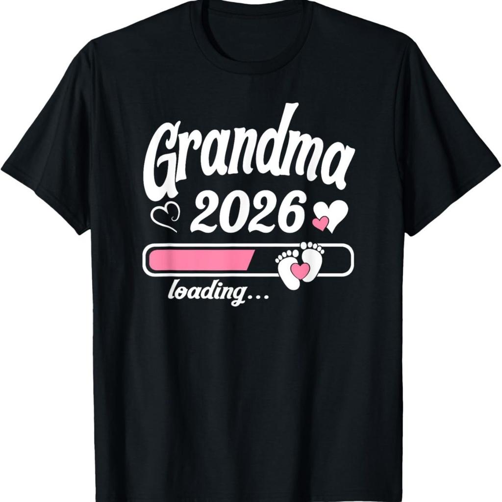 Grandma 2026 Loading Pregnancy AnnounceUnisext Graphic T-Shirt Casual Cotton Tee for Women