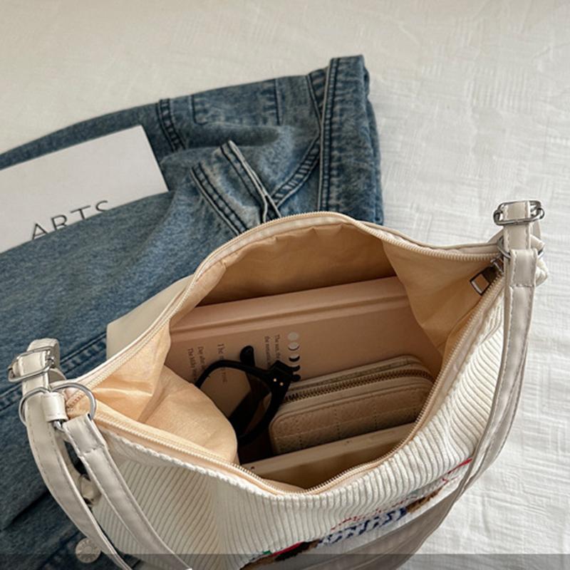 Damen Cord Tragetasche mit großer Kapazität Mode Dackel Niedlich Reißverschluss Schulter Umhängetasche für Arbeit oder Reise CLE