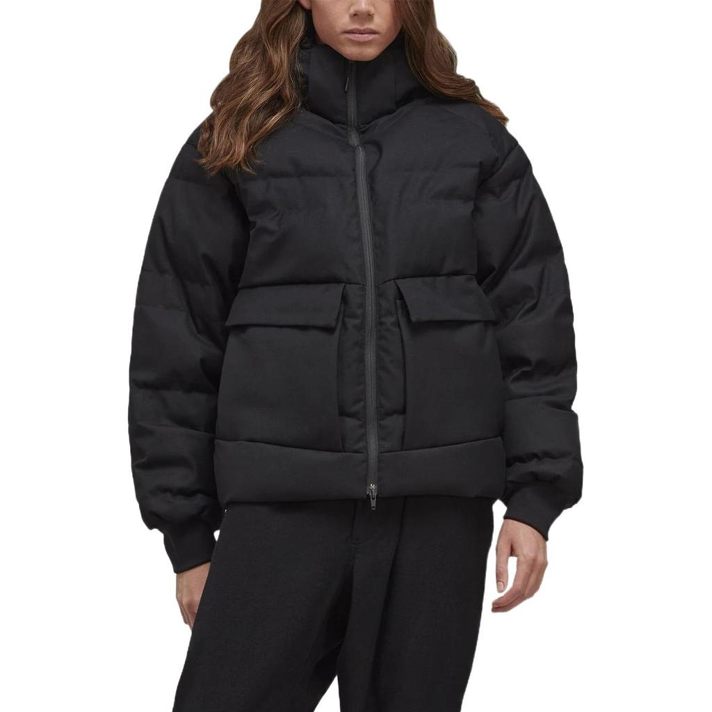Y-3 FW22 Solid Color Hooded Puffer Jacket Unisex Outerwear Black HN4330