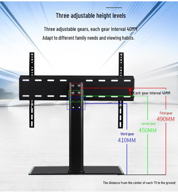 Universal TV Stand with Base Bracket, Suitable for 32-55 Inch Screens, Punch-Free Tripod Design