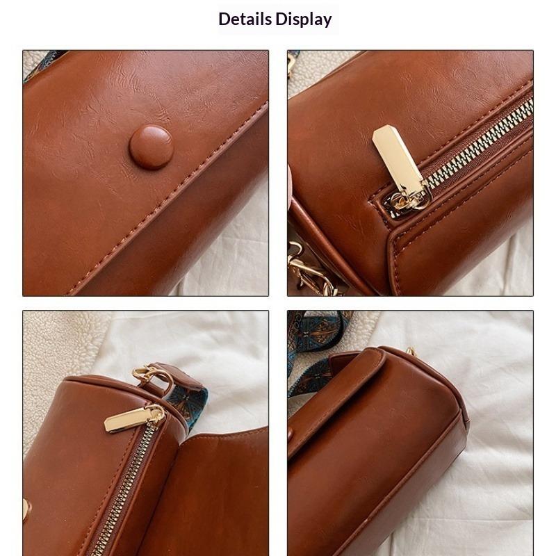 Retro Small Handbag, Women's Bag, Niche, Versatile, Wide Strap, Shoulder Bag, Crossbody Bag, Popular Cylindrical Bag