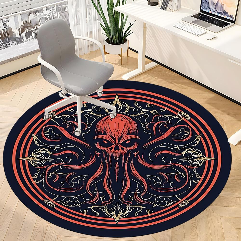 1pc Cthulhu Mandala Office Round Area Rug, Mat Suitable ForOffice, Under Office Chairs Bedroom Living Room Home Decor, Room Deco