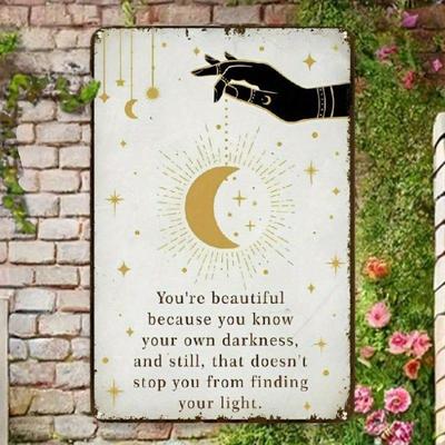 Vintage Celestial Moon Stars Metal Tin Sign Wall Decor 8x12 Inch