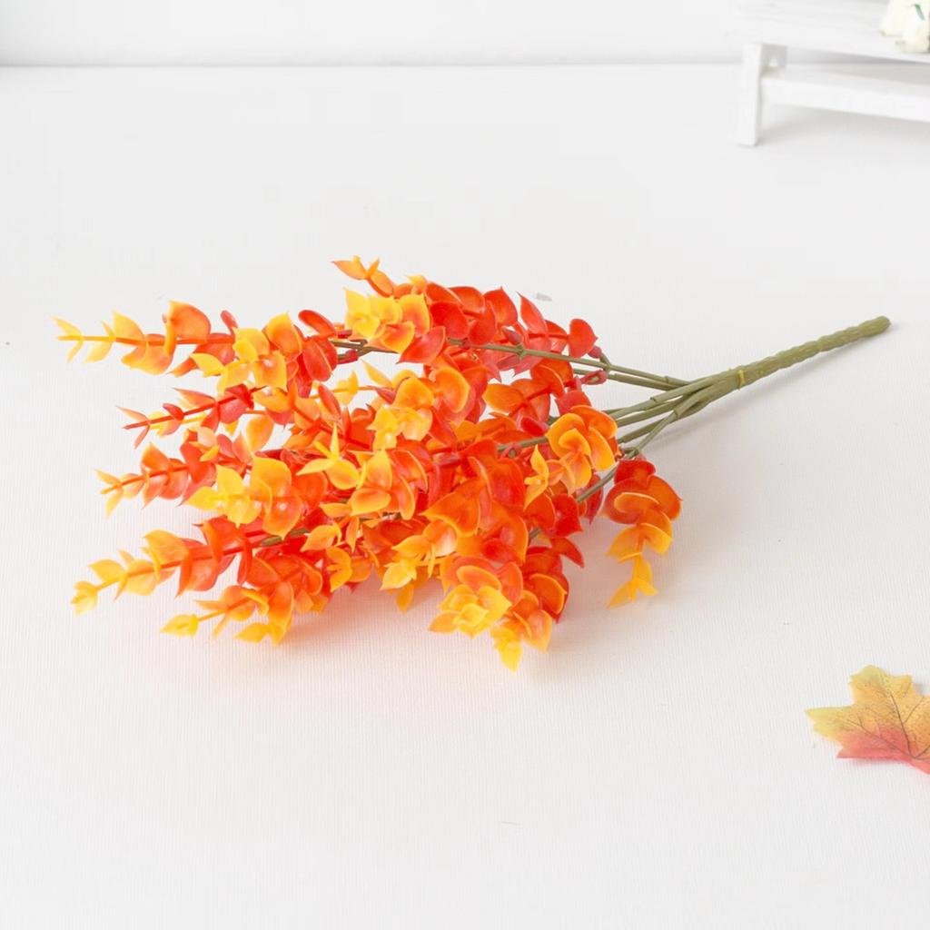 Customized Autumn Green Plants Autumn Eucalyptus Lavender Violet Fake Flower Bouquet Artificial Simulated Plant Flowers