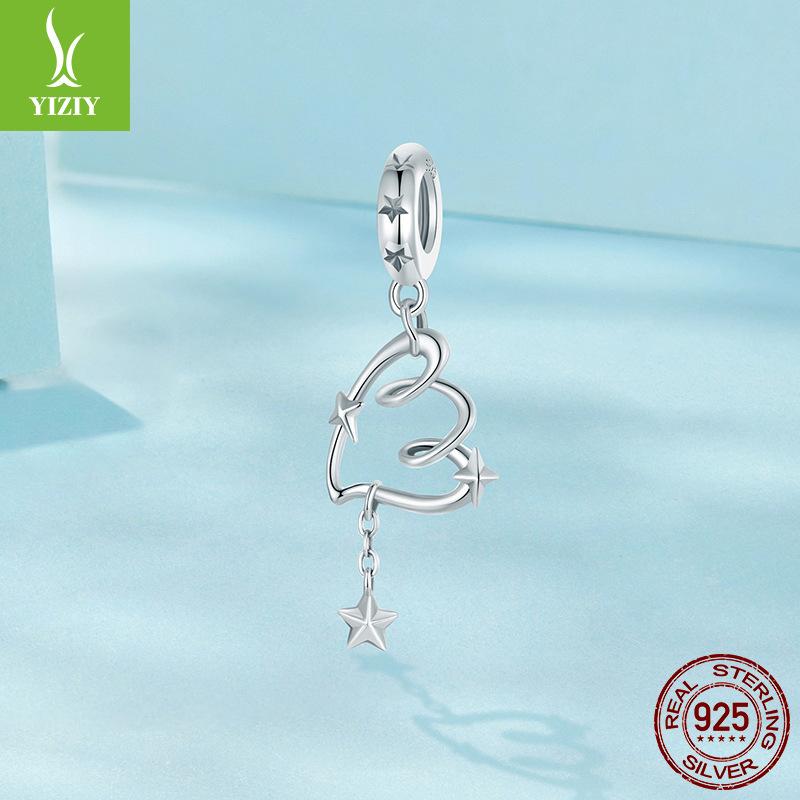 Combinaison de Perles en Argent Sterling 925 DIY Accessoires de Bracelet Perlé Perles Libres Simples et Polyvalentes