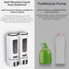 2/3 Head Liquid Soap Container Wall-Mount Hand Soap Press Bottle Soap Dispenser  Home