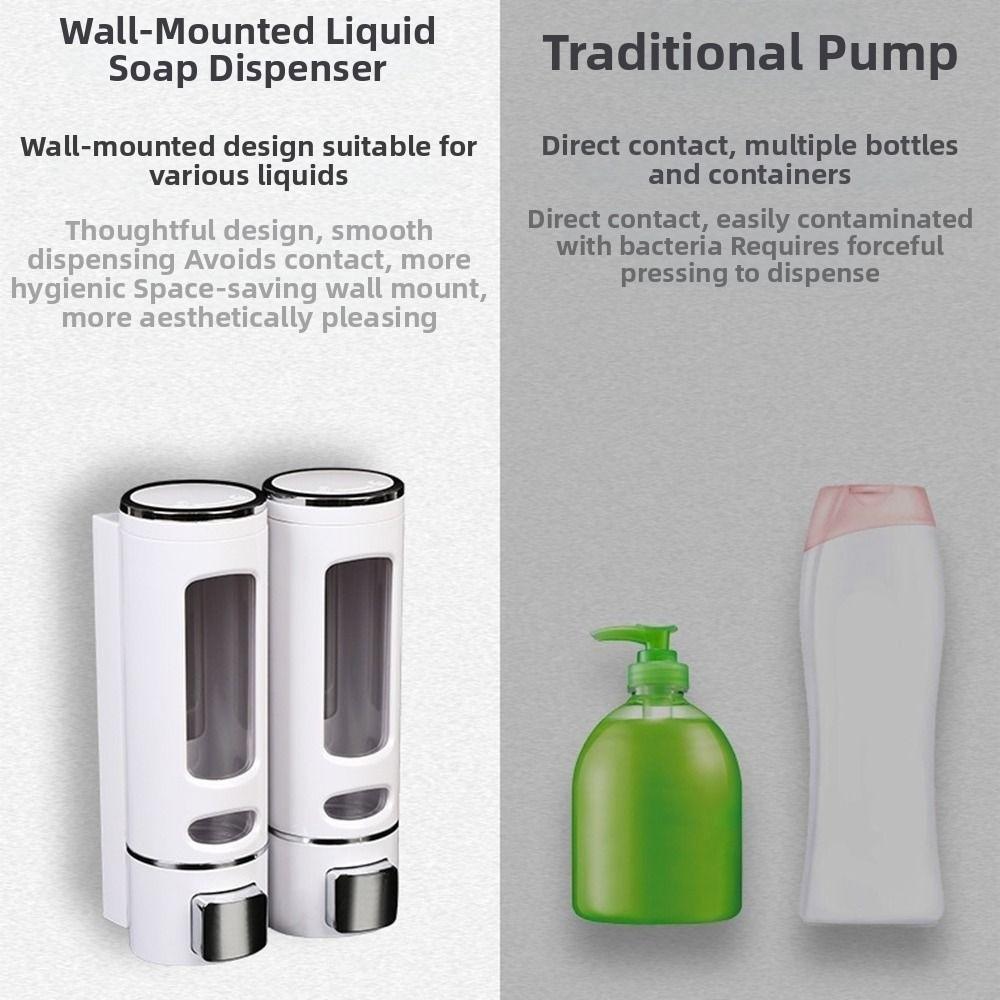 2/3 Head Liquid Soap Container Wall-Mount Hand Soap Press Bottle Soap Dispenser  Home