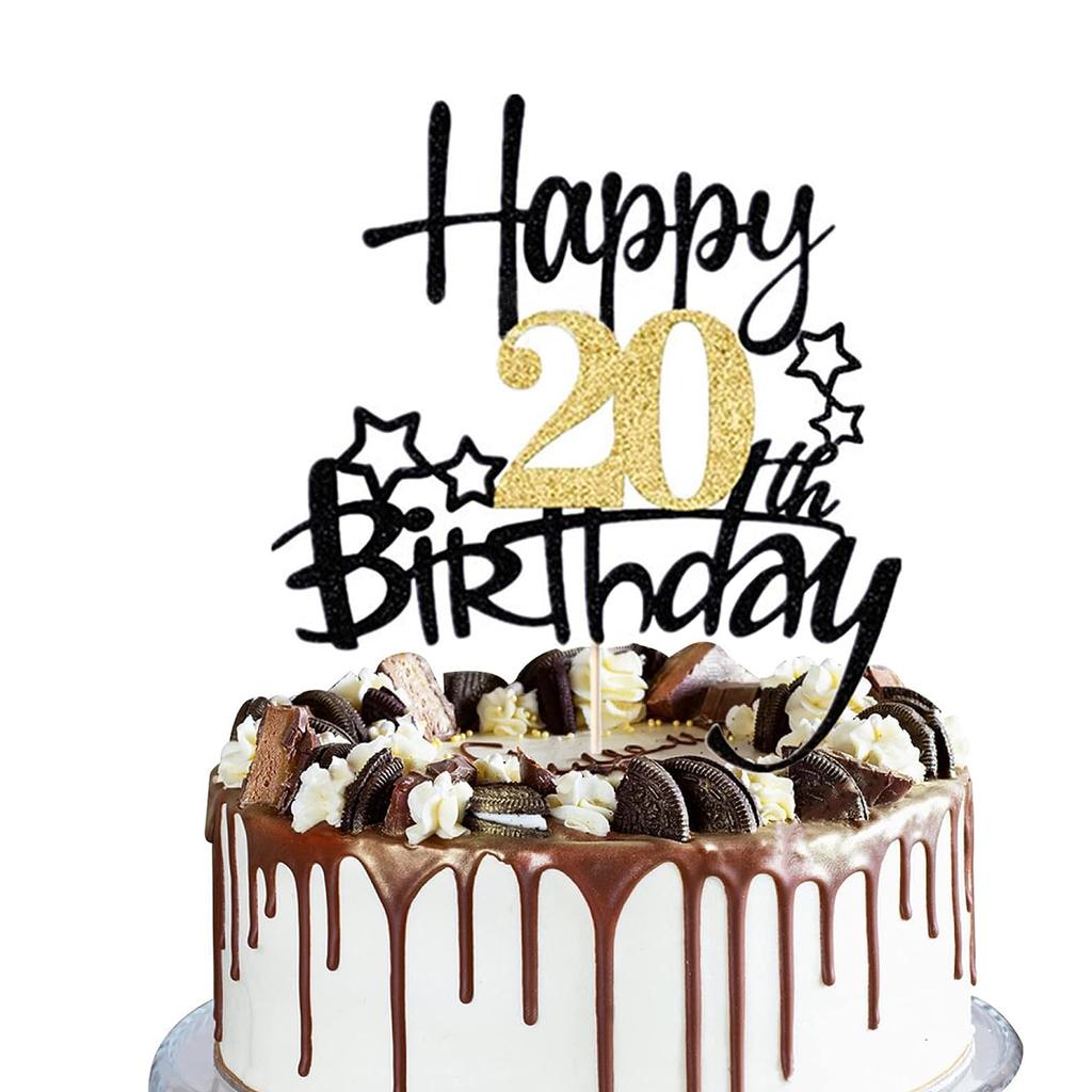 2 STÜCKE Gold Schwarz Happy15th Birthday Cake Topper für Geburtstagstortendekorationen für Jubiläumsfeier Dekorationen Zubehör