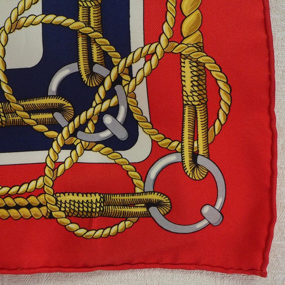 Hermes Lenço Carree90 CHATEAUX D'ARRIERE decoração de estrela Vermelho/Branco seda Mulheres Usado