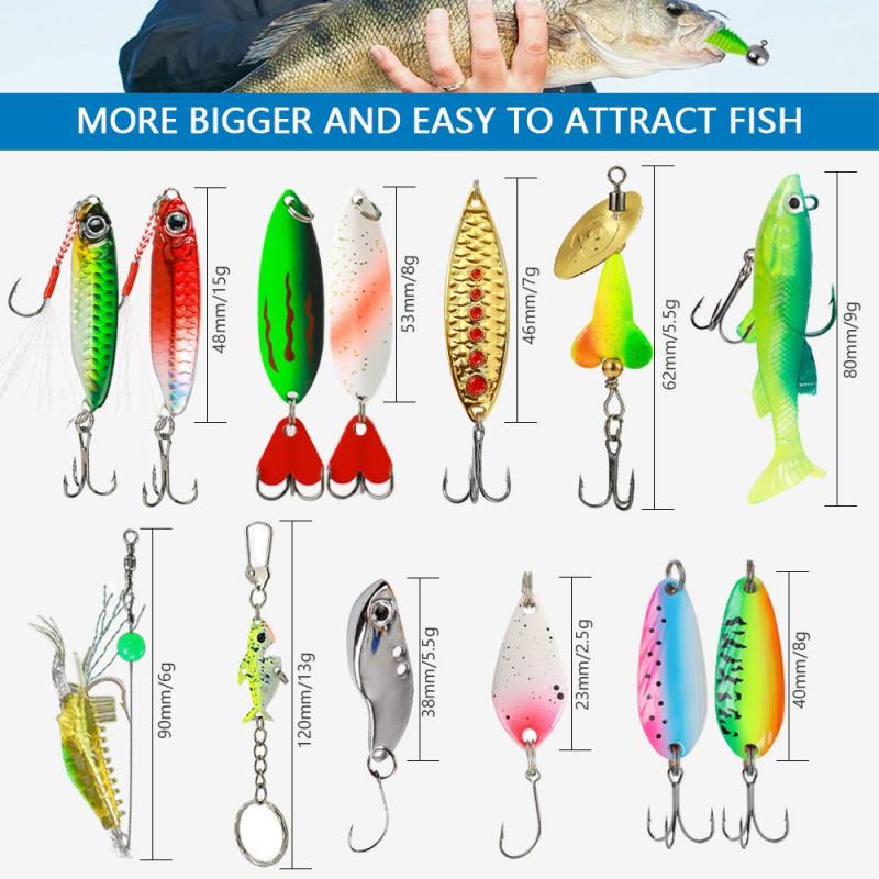 24-Piece Fishing Lure Blind Box Set - Long Casting Minnows Spinnerbaits Jigs With Lead Heads Bass Pike