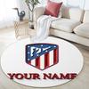 Custom Name,Atletico Grit round rug,Rugfor Living Room Bedroom Playroom ,Non-slip Floor Mat,Holiday and Birthday Gifts.chl
