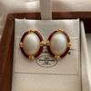 Medieval Oval Enamel Stud Earrings, Gentle And Elegant, Romantic, Gentle And Small, Fresh Atmosphere, Exquisite Light Luxury Earrings