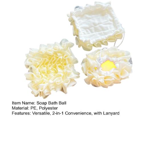 3Pcs Loofah Soap Bath Ball with Soft Towel 2-in-1 Shower Gel Soap Loofah Cloth Mesh Design Skin Smoothing Bath Ball