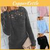 Cozy Women's Autumn Winter Fleece Sweater Tops With Elegant Lace Design For Style
