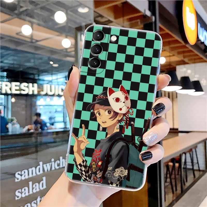 Kamado Nezuko Kimetsu No Yaiba Demon Slayer Clear Case for Samsung Galaxy S22 S21 S20 FE S 22 Ultra S10 E S9 Plus 5G Cover Coque