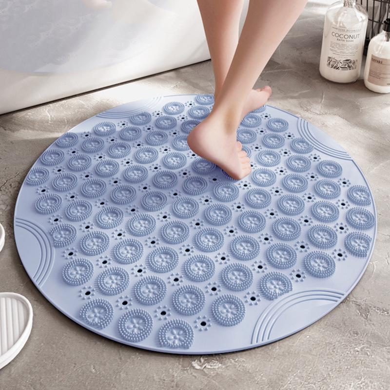 Elderly Anti-Slip Waterproof Shower Mat with Suction Cups & Foot Scrubber