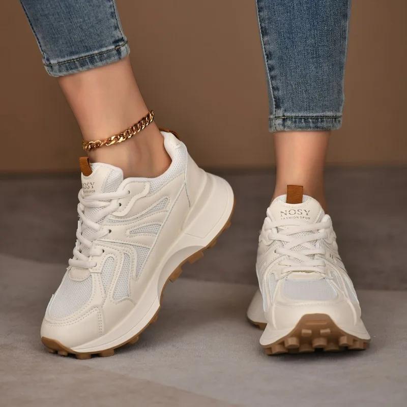 2024 Hot Sale Shoes for Women Lace-up Women's Vulcanize Shoes Fashion Round Toe High Quality Breathable Outdoor Casual Shoes