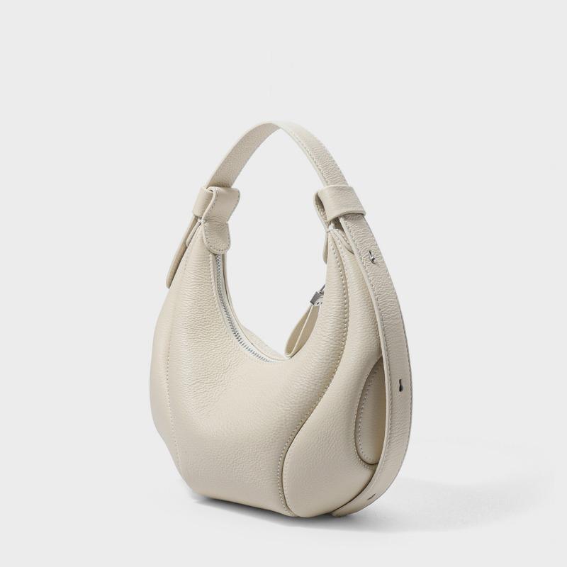 

Модная одноплечевая сумка-багет из коровьей кожи для работы, сумка-рожок, кроссбоди, женская сумка из натуральной кожи слоновая кость