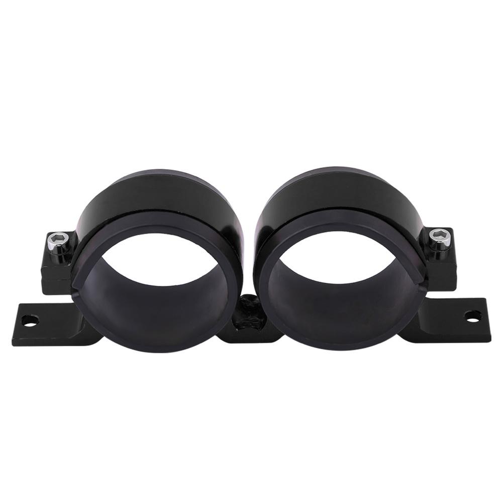 Aluminum Alloy 60mm Car Fuel Pump Mounting Bracket Dual Filter Clamp Cradle Black