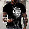 2021 Summer Men Tee 3D Printing Hot Cartoon Animal Lion Pattern T-shirt Casual Street Trend Short-Sleeved Loose Oversized Top