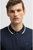 BOSS Slim Fit Cotton Polo Striped Size M Men's Shirt, Navy, Collar,