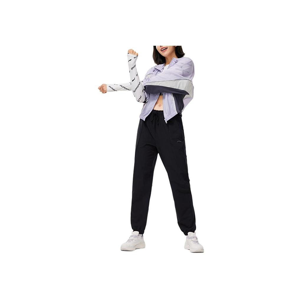 Li Ning Running Series Lace-Up Comfortable Warm Breathable Sports Casual Pants Women Bottoms Black AYKU178-1