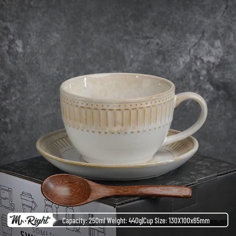 Qiwei Nordic Retro Glazed Ceramic Coffee Cup Set