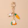 Cute Enamel Carrot Rabbit Keychain Cartoon Animal Key Ring for Women Girl Handbag Pendant DIY Handmade Jewelry Gift