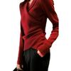 Autumn Women's Clothing New Style, Elegant Commuting, Elegant Temperament Suit Collar, Slimming Knitted Sweater, Cross Design Feeling Knitted Sweater