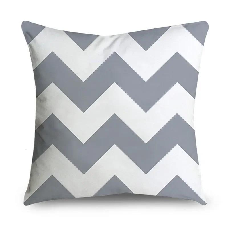 Gray Striped Geometric Double-Sided Printed Pillow Cover Short Plush Suitable Living Rooms Bedrooms Sofas Throw Cushion Cover