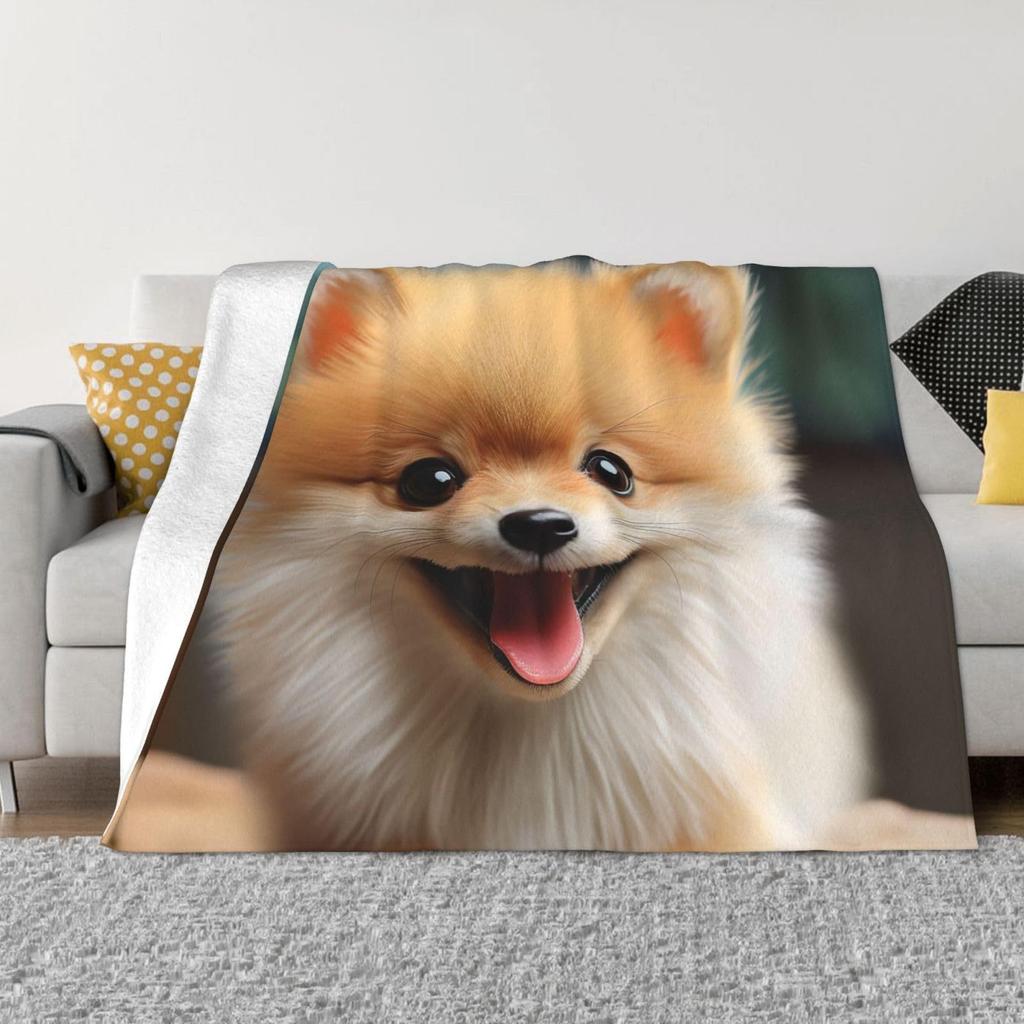 Cute cartoon dog Printed Blanket for Sofa Bed Travel Camping Living Room Office Conditioning Blanket for All Seasons Gifts