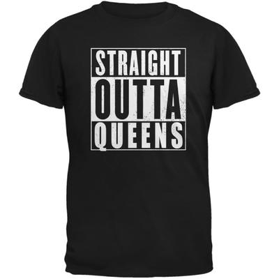 Straight Outta Queens Black Adult T-Shirt