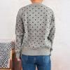 Women's Fashionable Casual Loose And  Polka Dot  Round Neck Long Sleeved Knitted Cardigan Sweater Jacket