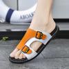 FUQIAO Leather Slippers for Men Summer Hot Sale Slides Male Sandals Beach Outsides Shoes Hombre Sandals Outside Shoes