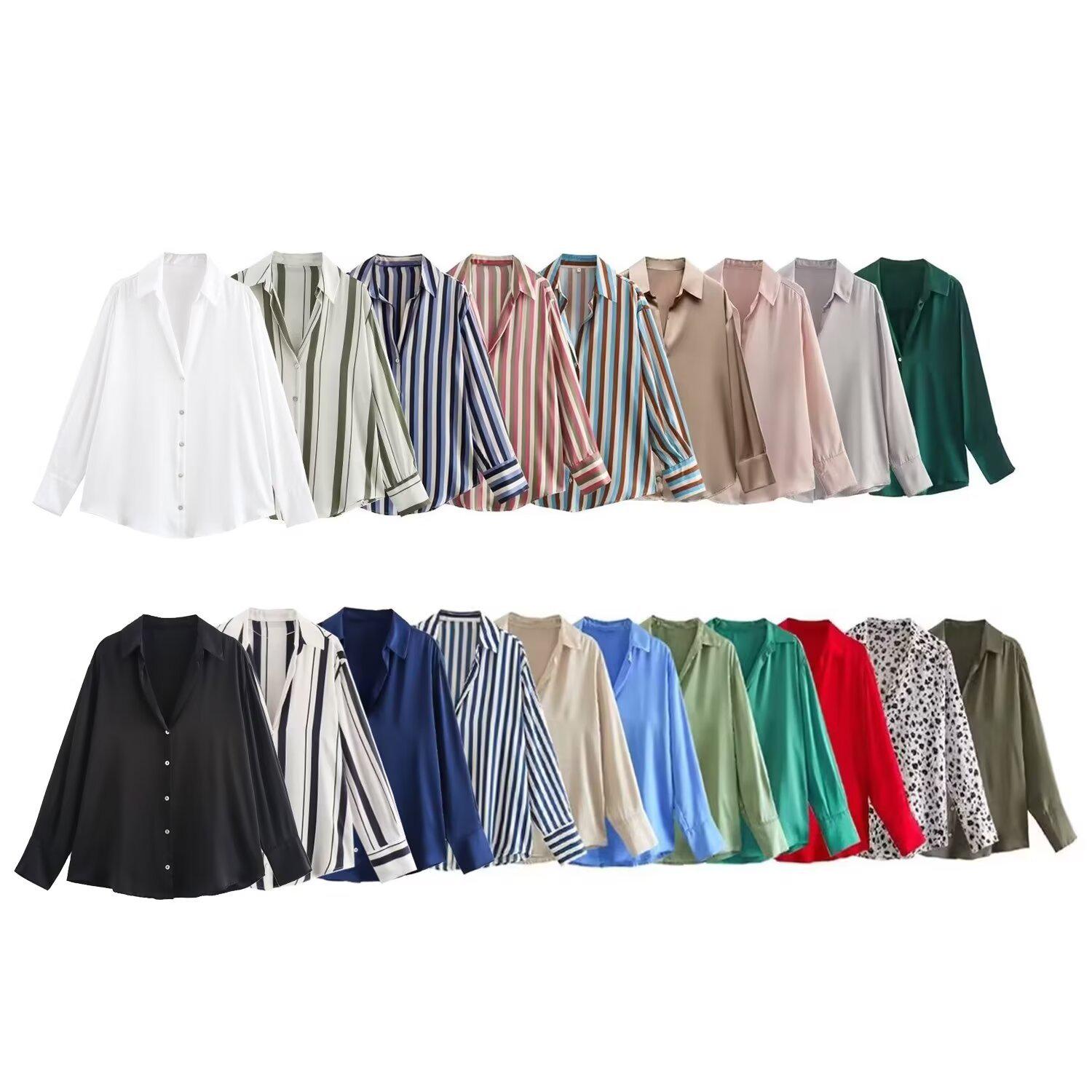 

2024 Autumn/Winter European & American Women s Fashion Silk Satin Shirt 9895 XS