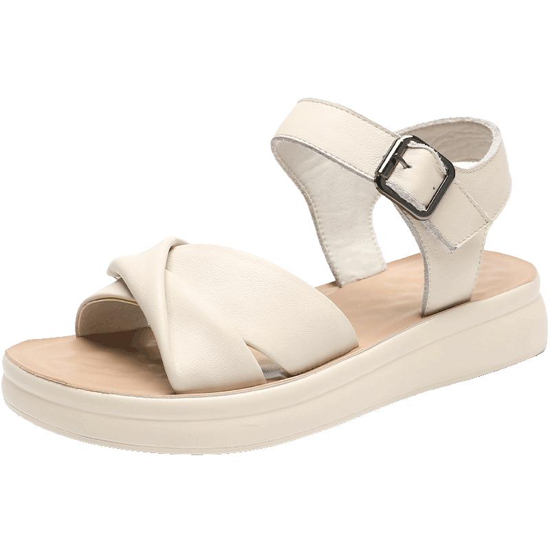 ZHR Women's Top-Grain Leather Platform Sandals EQ05