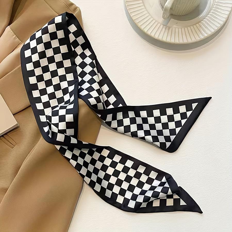 Black Printed Series Silk Scarf Hair Band Ribbon Tied-Up Hair Long Bow Vintage Satin Ribbon Neckerchief Hair Accessories