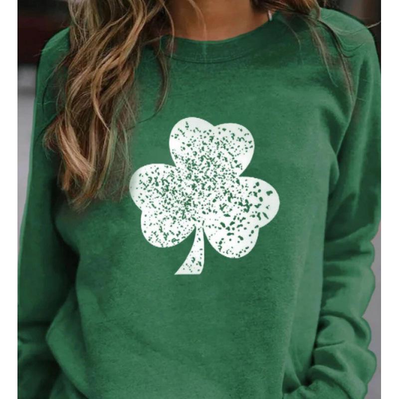 2026 Four-Leaf Clover 3D Print Urban Casual Raglan Pullover