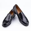 Fashion Snake Printing Leather Men Shoes Loafers Design Slip on Daily Casual Shoe Genuine Cowhide Handmade Sewing Comfortable Dress Shoe