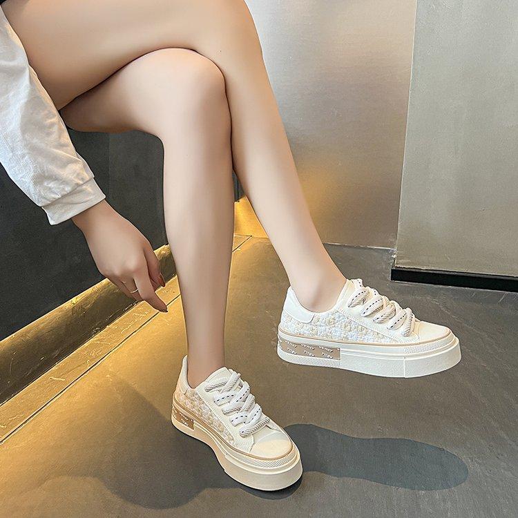 

Женские парусиновые туфли в черно-белую клетку, женская модная повседневная обувь в стиле ретро на толстой подошве 40