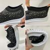 Shining Crystal Flats Shoes for Women Plus Size Breathable Mesh White Sneakers Woman 2025 Spring Soft Sole Ladies Sports Shoes