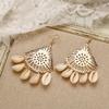 Simple Natural Shell Pendant Fan Shaped Earrings
