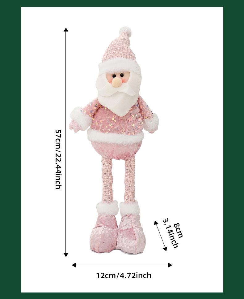 Pink Sequin Snowman Plush Toy: Retractable Christmas Decoration for Windows