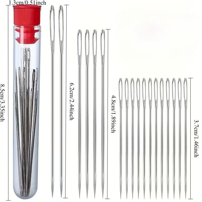 20pcs Top Needle Threader Set Box Big Eye Hand Sewing Needle Set (Red and Blue Tube Random Colors)
