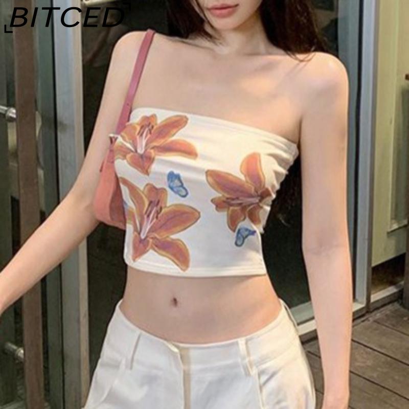 BITCED Summer Women's Streetwear Floral Print Sensual Crop-Top Bustier
