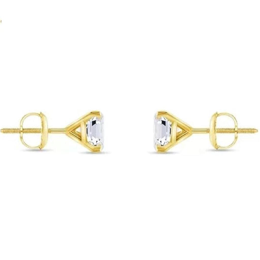 Jewels Prim 6 Ct Asscher Cut Diamond Stud Earrings Solid14K Yellow Gold Martini Screw Back Earrings For Office Wear
