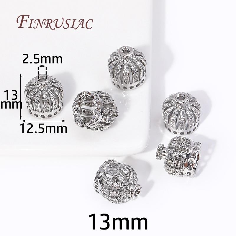 9/11/13MM 18K Gold Plated Brass with Zircon Crown Beads Caps Tassel Caps For DIY Earrings Charms Jewelry Making Components