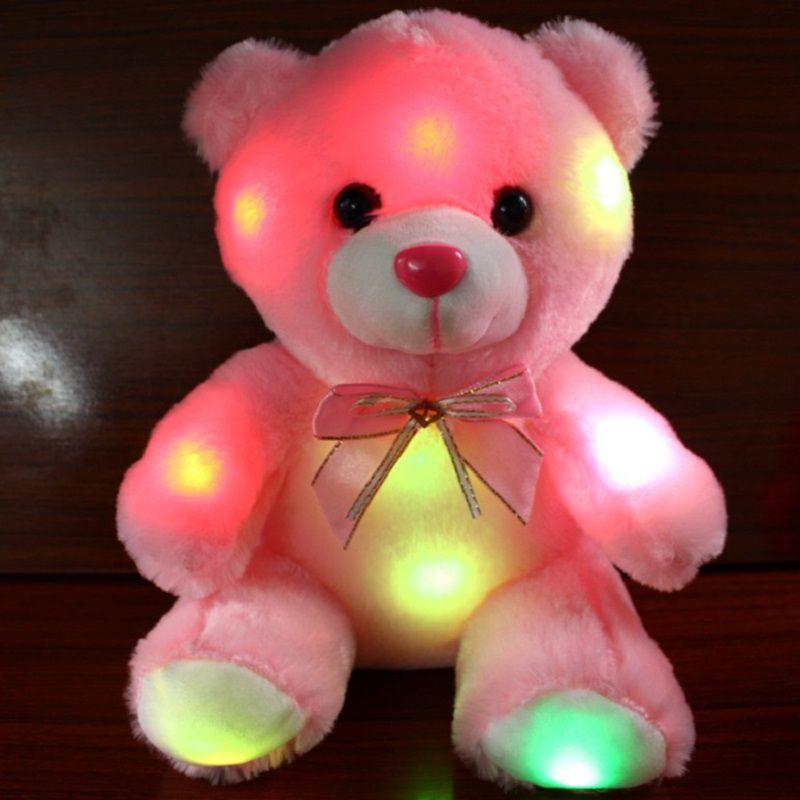 Small Flash Led Teddy Bear Stuffed Animal Plush Soft Hug Toy Baby Gift Girls
